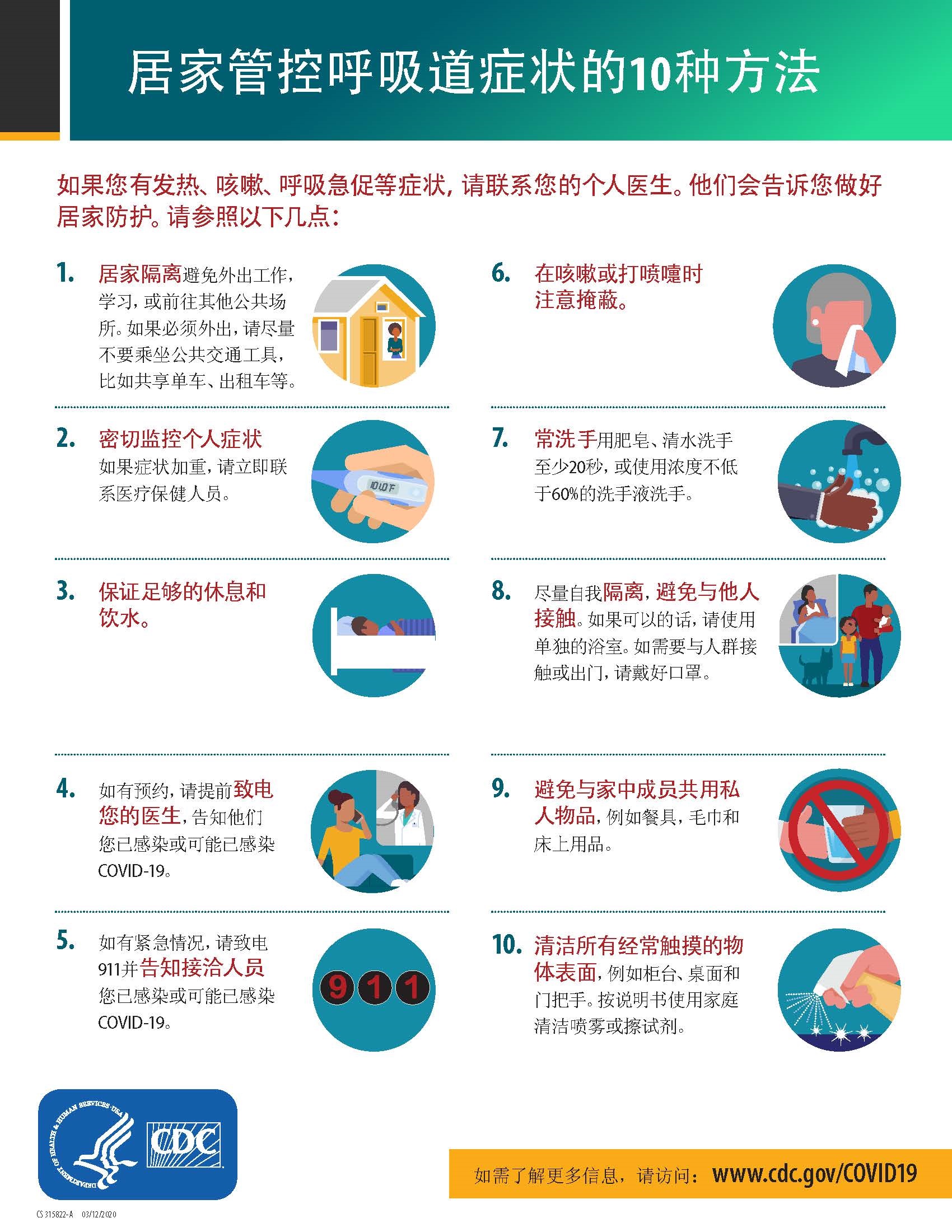 10 Ways to Manage Respiratory Symptoms at Home (Chinese)