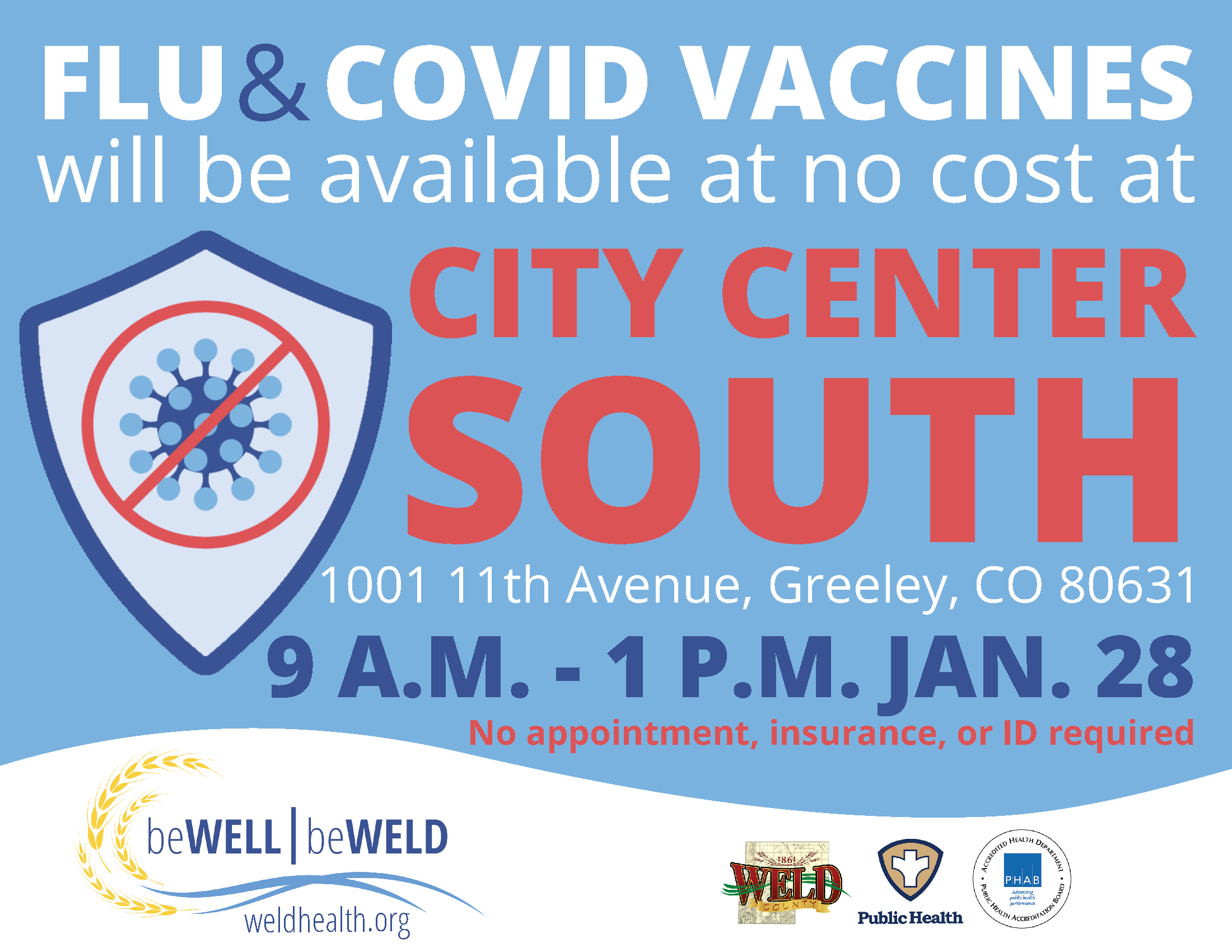 Flu and COVID Vaccine Clinic at Greeley City Center South on January 28