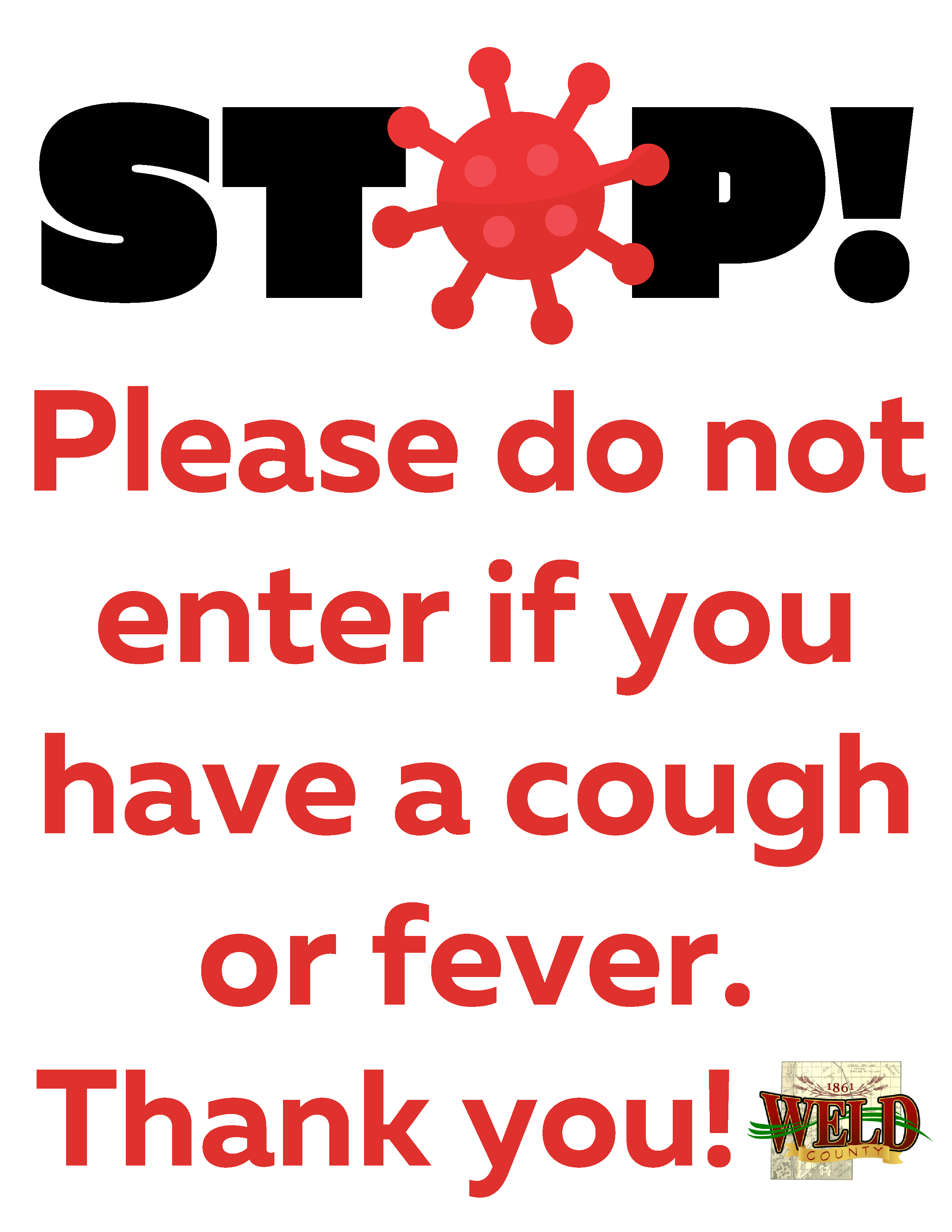 Reopen Sign: Don't Enter With Cough or Fever