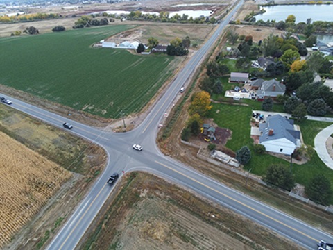 An aerial view of the 35th Ave. and O St. intersection